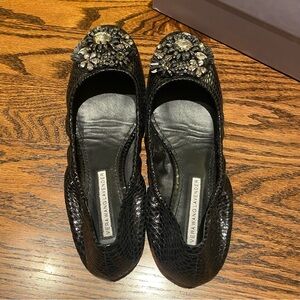 Vera Wang Lavender Leather Embellished Flats Size 7.5